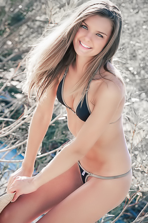 Michelle Jean strips black bikini