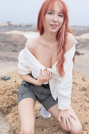 Lilly Mays Teases In The Outdoors With Long Hair And Sneakers On Display